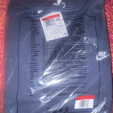 Nike Men's Navy Pullover Fleece Hoodie Logo Pockets Size L Regular Fit picture