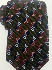 NWOT XMI PLATINUM Woven Handmade Paisley Geometric Print Dark Green Silk Tie picture