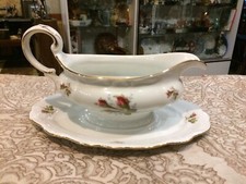 Antique Floral Haviland Germany Bavaria Rose Gravy  Boat  & Under plate picture