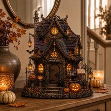 Custom Witch House Halloween Decor, Spooky Haunted Cottage Figurine, picture