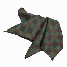 NWOT Green Black Red Check Silk Pocket Square Italy 13