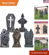 17” Halloween Decorations Outdoor Tombstones, 5 Pack Halloween Foam Graveyard... picture