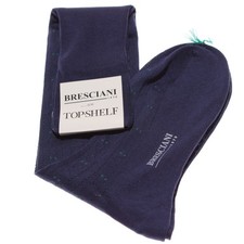 Bresciani NWT Over the Calf Dress Socks Size S in Blue 100% Cotton picture