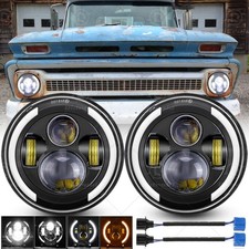 Pair 7'' Round Led Headlight for Chevrolet 1961-1980 C10 Pickup 1967-1981 Camaro picture