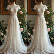 Vintage Wedding Dresses Lace Applique Sweetheart A-Line Dreamy Bridal Gowns picture