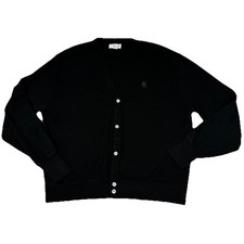 Vintage IZOD Cardigan Sweater Mens XL 90s Acrylic Black Long Sleeve Button USA picture