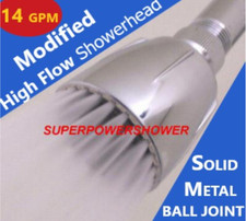 Original Modified HIGH FLOW SHOWER HEAD * 14 GPM Soft High Pressure ^ Metal Ball picture