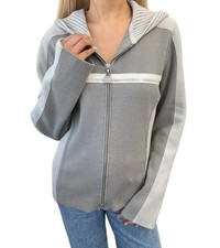 CHANEL Sport Vintage 04A CC Logo Knit Zip Hoodie Jacket Top #38 Gray 901826 picture