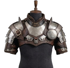 Viking Warrior Armor Set | Leather & Steel Gorget with Pauldrons | Nordic LARP G picture