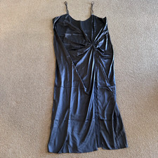 Skims Gunmetal Silk Sleep Slip Dress with High Slit, Size 3X New With Tags picture