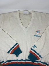 Vintage 80/90s Miami Dolphins NFL Starter V Neck White Sweater (L) Boxy Fit picture