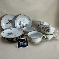 Vintage 12-Pc Nymphenburg Pearl Gold Demitasse Tea Cup/Plate Set Dresden Flowers picture