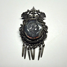 Vintage Signed Florenza Slag Glass Intaglio Brooch picture