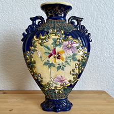 Antique Japanese Nippon Porcelain Vase Hand-Painted Floral Design 20th Century picture