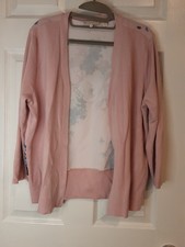 Ted Baker London Women's Pink Floral Open Front Long Sleeve Cotton Knit 4 picture