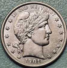 1901-P Barber Half Dollar, AU++, Philadelphia Mint picture