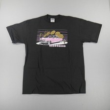 Vintage 90s Tultex Elivs Presley Graceland Pink Cadillac Black Tee Mens Size XL picture
