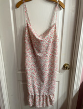 SHEIN Women 1XL Floral Print Slip Ruched Back Dress Cottagecore Coquette Boho picture