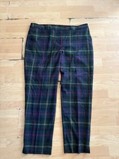 TALBOTS green Navy Blue Plaid  Hampshire Ankle Pants Sz 16 Women Wool Blend M24 picture