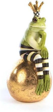 MACKENZIE-CHILDS Resin Frog Figurine, Fergal Frog on Ball | Hand-Painted Design, picture