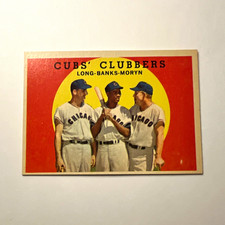 1959 Topps Cubs' Clubbers #147 Ernie Banks Dale Long Walt Moryn Cubs picture