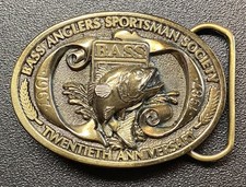VTG 1987 BASS ANGLERS SPORTSMAN SOCIETY 20TH ANNIV BRASS BELT BUCKLE LIMITED picture