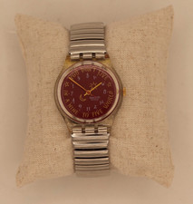 Swatch Nine To Five Red Dial Quartz Vintage Mens Watch Stretch Band picture