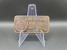 Vtg 1973 Great Lakes Mint 60th Anniversary Of Labor Day 1oz .999 Silver Art Bar picture