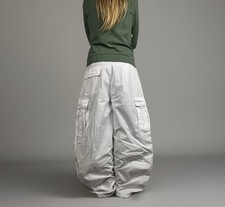 Ghost Parachute Cargo Pants Y2K Vintage White Baggy Rave Cyber XS picture