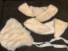 Vintage Stole Collars and hat Lot Of 3 White Rabbit Brown Mink Real Fur picture
