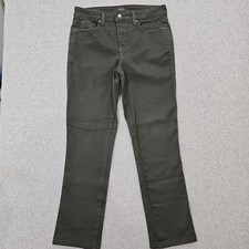 NYDJ Jeans Sheri Slim Straight Ankle Size 8 High-Rise Green Denim Lift Tuck picture