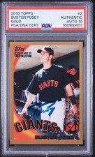 Buster Posey Signed Autographed 2010 Topps #2 Gold /2010 Card AUTO 10 picture