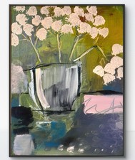 SAMATOWIC Original AbstractArt Flower Vase 12x16 Handmade Expressionism Signed picture
