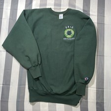 Vintage 90s Champion Reverse Weave Ohio University Green Sweatshirt USA Size XXL picture