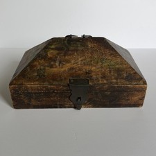 Antique 19th Century Mahogany India Dowry Chest w/Hand Forged Latch and Handle  picture