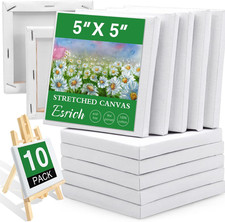 10 Pack 5x5 Mini Stretched Canvas Primed Cotton Small Art Painting Pot picture