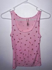 Skims Pink Cherry Cotton Ribbed Tank Women's Size S picture