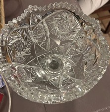 Early American Brilliant Pressed Glass Pinwheel and Star Pedestal Candy Dish picture