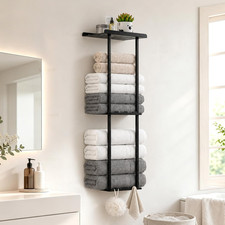 3-Tier Wall Mounted Towel Rack for Bathroom Storage,Black picture