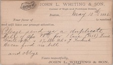 1886 John L Whiting & Son Boston MA Fine Droite White Yellow Turkish Bristles Ad picture