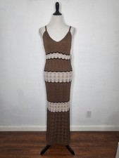 TORN By RONNY KOBO Addison Knit Maxi Dress Women Large Spaghetti Strap Cocoa NWT picture