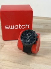 Swatch Black Chronograph Analog Watch, Silicone Strap, Box & Manual picture