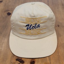 Vintage UCLA Bruins Hat Strap Back Ivory 4 Bar Line Logo 80s 90s Adjustable picture