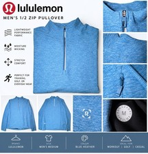 Lululemon Men’s Half Zip Pullover Blue Heather Size Medium picture