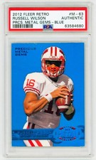 2012 Fleer Retro Russell Wilson Precious Metal Gems PMG Blue Rookie RC /50 PSA picture