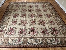 Vintage Belgian Woven Tapestry Needlepoint Floral Aubusson Area Rug 115x82 Roses picture