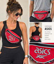 Vintage 1990s ASICS Sundara Red Nylon Waist Fanny Pack Sports Bag Retro picture