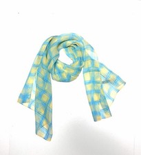 NWT Ann Taylor Silk Rectangle Scarf Lightweight Chiffon Sheer Blue Yellow Japan picture