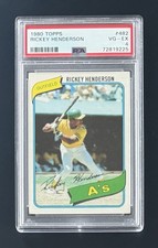 1980 TOPPS RICKEY HENDERSON RC ATHLETICS HOF PSA GRADED picture