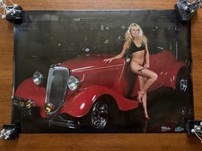 Vintage Heather Ley 1934 Ford Roadster Poster Hope Girl Babe Man Cave New NOS  picture